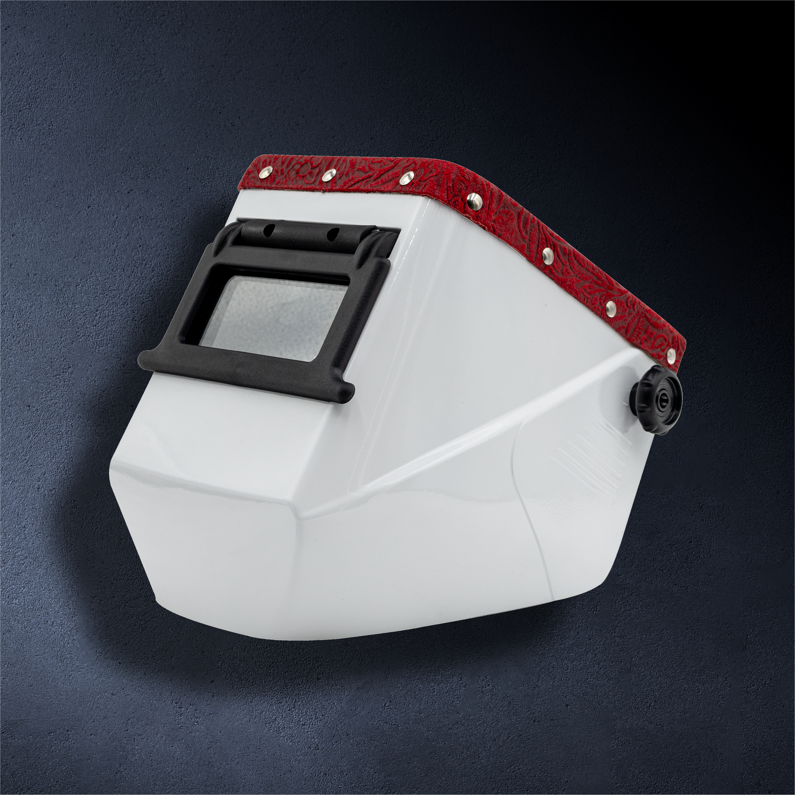 Jackson Safety White HSL-2 Passive Welding Helmet – Lift Front with Outlaw Leather Trim (Red Floral)